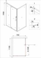 Душевой уголок Niagara Nova 110х70 профиль Холодное золото стекло прозрачное арт-NG-43-11AG-A70G — фото 5, Прямоугольные душевые уголки