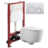 Комплект унитаза с инсталляцией Agger с сиденьем Микролифт и клавишей смыва Хром глянцевый арт-ATI05100+APB100 — фото 1, Комплекты унитаз + инсталляция