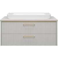 Тумба с раковиной Brevita Elche 100 подвесная Серый кашемир Золото арт-УТ000022433 — фото 2, Тумбы с раковиной