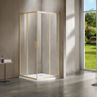 Душевой уголок Vincea Garda 90x80 профиль Золото брашированное стекло прозрачное арт-VSS-1G8090CLG — фото 1, Квадратные душевые уголки