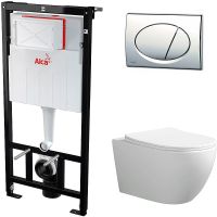 Комплект унитаза Ceruttispa Orlter Aria Tornado CT9955 с инсталляцией Alcaplast Sadromodul AM101/1120-3:1 RU M71-0001 с сиденьем Микролифт и клавишей смыва Хром арт-9955+AM101/1120-3:1 RU M71-0001 — фото 1, Комплекты унитаз + инсталляция