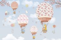 Фреска детская Ortograf Для малышей 33837 Фактура бархат FX Флизелин (4,1*2,7) Голубой/Розовый, Животные/Воздушные шары арт-33837 (бархат FX) — фото 2, Фрески