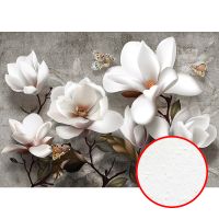 Фреска Ortograf 3D 6694 Фактура бархат FX Флизелин (3,8*2,7) Серый/Белый, Цветы арт-6694 (бархат FX) — фото 1, Фрески