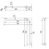Поручень Nofer Нержавеющая сталь глянцевая арт-15052.B — фото 2, Поручни для ванной