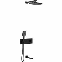 Душевая система Vincea с термостатом Черная матовая арт-VSFW-432T1MB — фото 1, Встраиваемые душевые комплекты