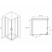 Душевой уголок Abber Schwarzer Diamant 100x100 профиль Черный стекло прозрачное арт-AG02100B5 — фото 4, Квадратные душевые уголки