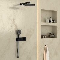 Душевая система Vincea с термостатом Черная матовая арт-VSFW-422T1MB — фото 3, Встраиваемые душевые комплекты