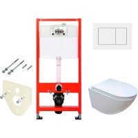 Комплект унитаза Ceruttispa B-2376-3 7183 с инсталляцией Tece Base 9400413 с сиденьем Микролифт и Белой клавишей смыва арт-7183+9400413 — фото 1, Комплекты унитаз + инсталляция