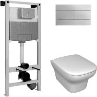 Товар: Комплект унитаза с инсталляцией Jacob Delafon Vox с сиденьем Микролифт и клавишей смыва Хром арт-E21744RU-00 - фото 1 Комплект унитаза с инсталляцией Jacob Delafon Vox с сиденьем Микролифт и клавишей смыва Хром арт-E21744RU-00 — фото 1, Комплекты унитаз + инсталляция