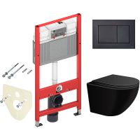 Комплект унитаза WellWant Aura WWU01122B с инсталляцией Tece Now 9400414 с сиденьем Микролифт и Черной матовой клавишей смыва арт-WWU01122B+9400414 — фото 1, Комплекты унитаз + инсталляция