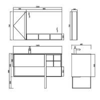 Комплект мебели для ванной Orans BC-NL014-1200 120 подвесная Белый Бежевый арт-014NL12 — фото 7, Комплекты мебели для ванной