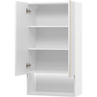 Подвесной шкаф Brevita Vega 60 над стиральной машиной Белый матовый Золото арт-VEG-08060-011 — фото 7, Шкафы для ванной