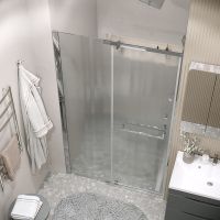 Душевая дверь Grossman Pragma 110 профиль Хром стекло шиншилла арт-100.K33.03.110.10.02 — фото 6, Распашные душевые двери