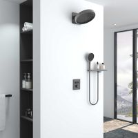 Душевая система Vincea Inspire с термостатом Вороненая сталь арт-VSFW-3I21MT3RGM — фото 2, Встраиваемые душевые комплекты