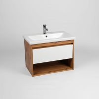 Тумба под раковину VIANT Бостон 70 подвесная Белая Дуб Вотан арт-VBOS70CO-T1YP — фото 2, Тумбы под раковину