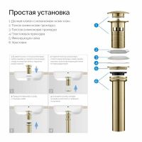 Донный клапан Timo click-clack Черное золото арт-8011/18 — фото 5, Донные клапаны