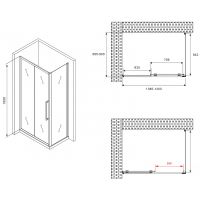 Душевой уголок Abber Schwarzer Diamant 140x90 профиль Черный стекло матовое арт-AG30140BMH-S90BM — фото 5, Прямоугольные душевые уголки