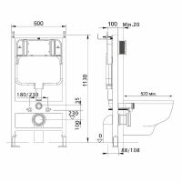 Инсталляция WellWant Standart 50 для унитаза с Черной матовой клавишей смыва арт-WWISI111BB — фото 5, Инсталляции для унитазов