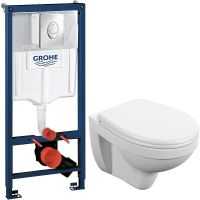 Комплект унитаза Cersanit Delfi TPL S-MZ-DELFI-PL с инсталляцией Grohe Rapid SL 38721001 с сиденьем Микролифт и клавишей смыва Хром арт-S-MZ-DELFI-PL+38721001 — фото 1, Комплекты унитаз + инсталляция