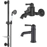 Комплект смесителей Aquatek Классик Черный матовый арт-AQ1530MB — фото 1, Готовые комплекты для ванной комнаты