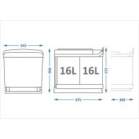 Система сортировки мусора Alveus Albio 30 2x16 L Хром арт-227979 — фото 7, Системы сортировки мусора