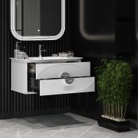 Тумба под раковину Opadiris Ибица 90 подвесная Белая глянцевая, Серебро арт-00-00003606 — фото 7, Тумбы под раковину