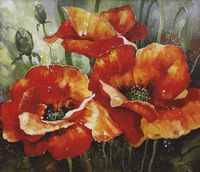 Фреска Ortograf Цветы 6020 Фактура бархат FX Флизелин (1,4*1,2) Зеленый/Красный, Цветы/Живопись арт-6020 (бархат FX) — фото 2, Фрески