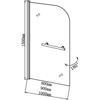 Шторка на ванну Grossman 100 профиль Хром стекло прозрачное арт-GR-104/2 — фото 3, Шторки для ванной распашные