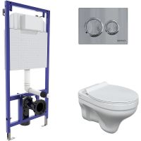 Комплект унитаза Berges Albit S с инсталляцией Novum 525 с сиденьем Микролифт и клавишей смыва Хром глянец арт-043318 — фото 1, Комплекты унитаз + инсталляция