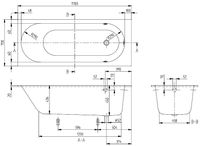 Квариловая ванна Villeroy&Boch Oberon 170x70 без гидромассажа арт-UBQ177OBE2V-01 — фото 8, Акриловые ванны