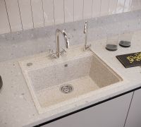 Кухонная мойка Domaci Бьелла DMC-06 арт-GWS-06-328 бежевая — фото 2, Кухонные мойки