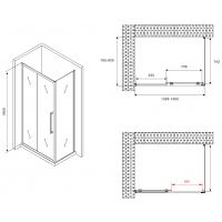 Душевой уголок Abber Schwarzer Diamant 140x80 профиль Черный стекло матовое арт-AG30140BMH-S80BM — фото 5, Прямоугольные душевые уголки