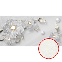 Фреска Ortograf 3D 33487 Фактура флок FLK Флизелин (5,3*2,5) Серый/Серебряный, Цветы/Абстракция арт-33487 (флок FLK) — фото 1, Фрески
