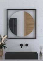 Зеркало Defesto Eclipce 70х70 с подсветкой 15W-3000К/в багетной раме/Сенсорный выключатель/Теплый белый свет/Черная рама арт-DF 2232S — фото 3, Зеркала в ванную комнату