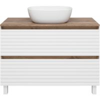 Тумба под раковину Brevita Dakota 100 Белая матовая Дуб Галифакс олово арт-DAK-07100-19/01-2Я — фото 2, Тумбы под раковину