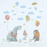 Фреска детская Ortograf Для самых маленьких 33719 Фактура флок FLK Флизелин (2,7*2,7) Голубой/Разноцветный, Животные/Воздушные шары арт-33719 (флок FLK) — фото 2, Фрески