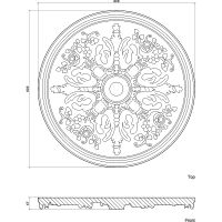Розетка потолочная Европласт 820x67x820 мм арт-1.56.025 — фото 3, Розетки потолочные