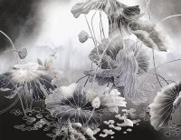 Фреска Ortograf Grafika Natura 31540 Фактура бархат FX Флизелин (3,5*2,7) Черный/Белый, Цветы/Абстракция арт-31540 (бархат FX) — фото 2, Фрески