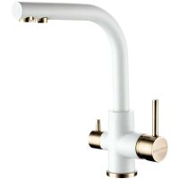 Смеситель для кухни Paulmark Essen Белый матовый Бронза арт-Es213011-431BR — фото 1, Смесители для кухни