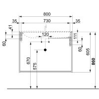 Тумба под раковину Keuco Plan 80 подвесная Кашемир арт-32962180000 — фото 6, Тумбы под раковину