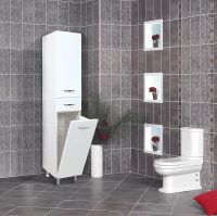 Шкаф пенал Onika Модерн 40.17 L с бельевой корзиной Белый арт-404009 — фото 4, Пеналы для ванной комнаты