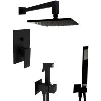 Душевой комплект Paffoni Elle из душевой системы с гигиеническим душем Черный матовый арт-KITZEL015NO/M — фото 1, Встраиваемые душевые комплекты