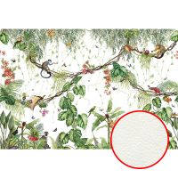 Фреска Ortograf Miracle 33867 Фактура флок FLK Флизелин (4*2,75) Белый/Разноцветный, Листья/Животные/Птицы арт-33867 (флок FLK) — фото 1, Фрески