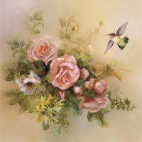 Фреска Ortograf Цветы 30990 Фактура флок FLK Флизелин (2,7*2,7) Зеленый/Розовый, Цветы/Птицы арт-30990 (флок FLK) — фото 2, Фрески