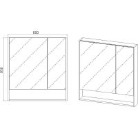 Зеркальный шкаф VIANT Мальта 80 Дуб Вотан арт-VMAL80-ZSH — фото 8, Зеркальные шкафы в ванную