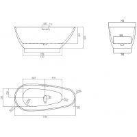 Ванна из искусственного камня Abber Dortmund 170x75 Светло-серая матовая без гидромассажа арт-AM9911MLG — фото 6, Ванны из искусственного камня