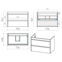 Тумба с раковиной Brevita Balaton 80 подвесная Белая матовая Бежевая матовая арт-УТ000023724 — фото 8, Тумбы с раковиной