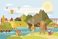 Фреска детская Ortograf Для самых маленьких 32954 Фактура бархат FX Флизелин (4*2,7) Разноцветный, Животные/Пейзаж арт-32954 (бархат FX) — фото 2, Фрески