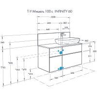 Тумба под раковину Aquaton Мишель 100 подвесная Дуб эндгрейн Белая арт-1A244101MIX40 — фото 15, Тумбы под раковину