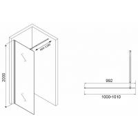 Душевая перегородка Abber Immer Offen 100 профиль Черный стекло рифленое арт-AG61101R8 — фото 5, Душевые перегородки